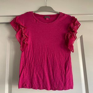 Pink Vince Camuto Ruffle Cap sleeve tshirt blouse